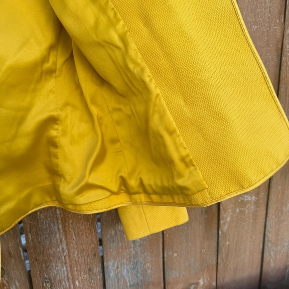 ETCETERA Women’s Yellow Double Breasted Brown Buttons Lined Blazer Jacket Size 4 - Picture 10 of 12